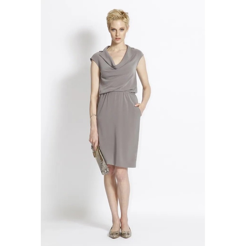 St. John Cowl Neck Knee-Length Dress with Pockets Size 2